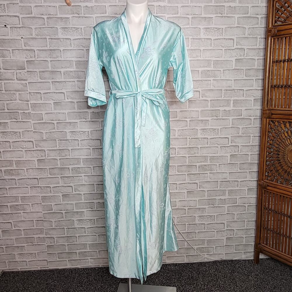 VTG Julie Girl Blue Floral Robe, sz Medium